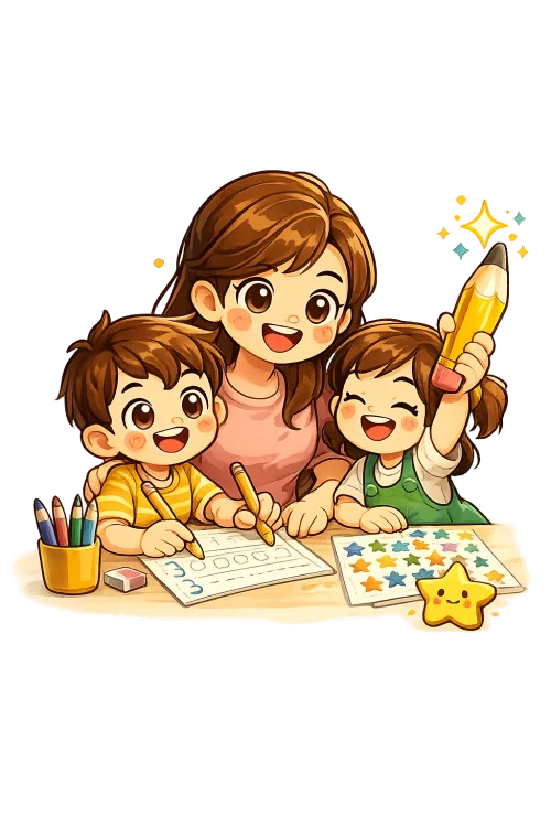 Mascotes da família fazendo atividades juntos